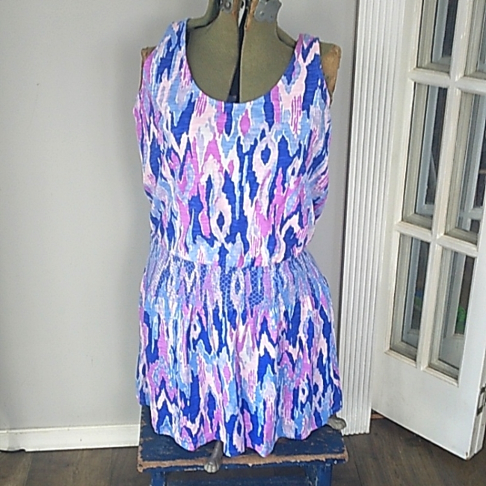 LILLY PULITZER PREPPY 100% COTTON SMOCKED WAIST NAVAJO PRINT  DRESS WOMANS S.